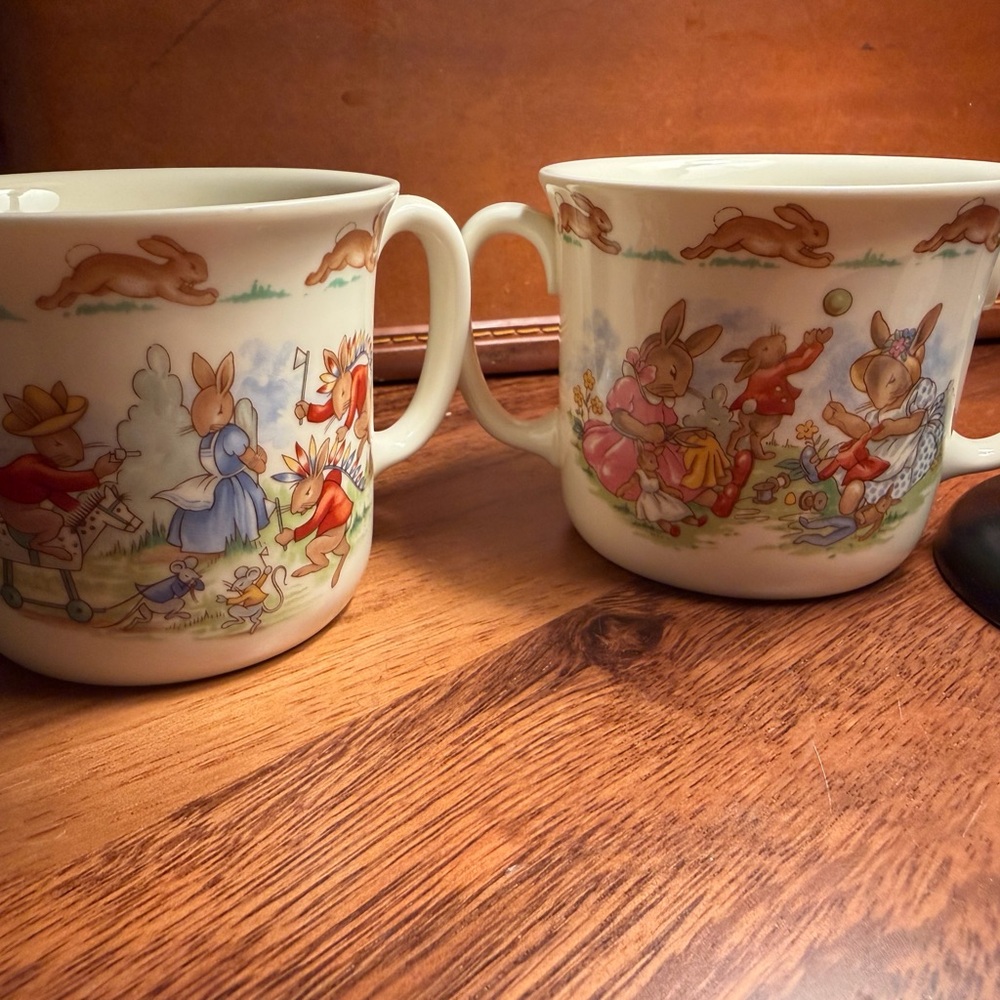 Vintage Royal Doulton Bunnykins Charming Bunny Themed Mugs